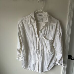 Abercrombie Oversized Linen Blend Button-Up Shirt, small
